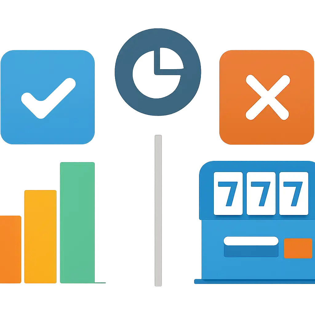 Infographic comparing options using coloured bars and icons only, no text or labels, flat design, L7 Lottery